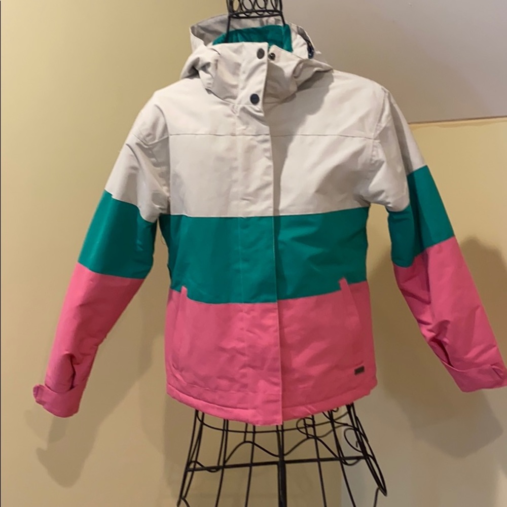 pink white and green kids jacket/ ski jacket